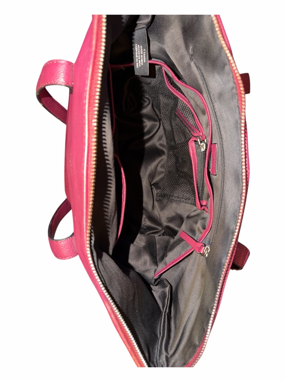Tahari Hot Pink Leather Tote Bag - Picture 6 of 6